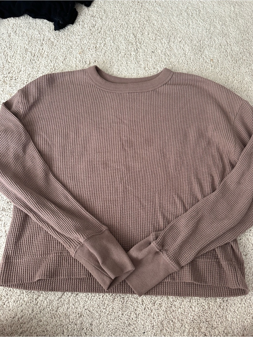 Abercrombie & Fitch Waffle Knit Long Sleeve Top - Dusty Mauve
